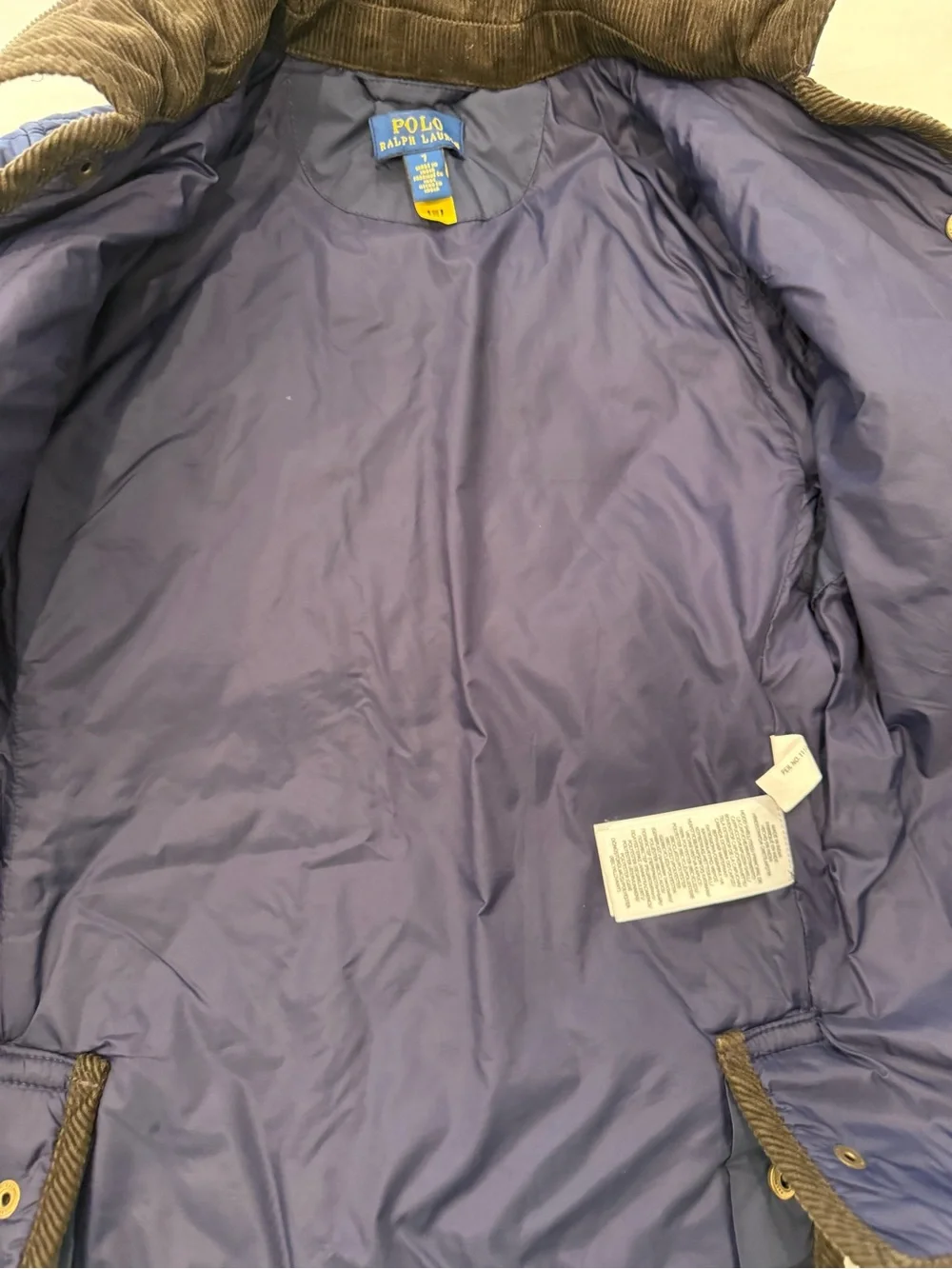 Polo by Ralph Lauren Kids Quilted long sleeve Hooded Barn Jacket - Navy size 7